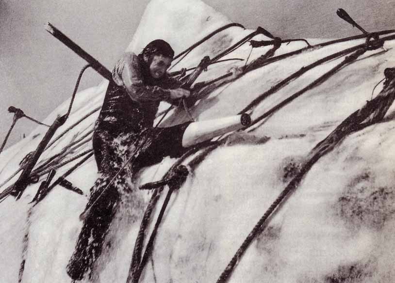 Captain Ahab (Gregory Peck) grapples with his mortal enemy.