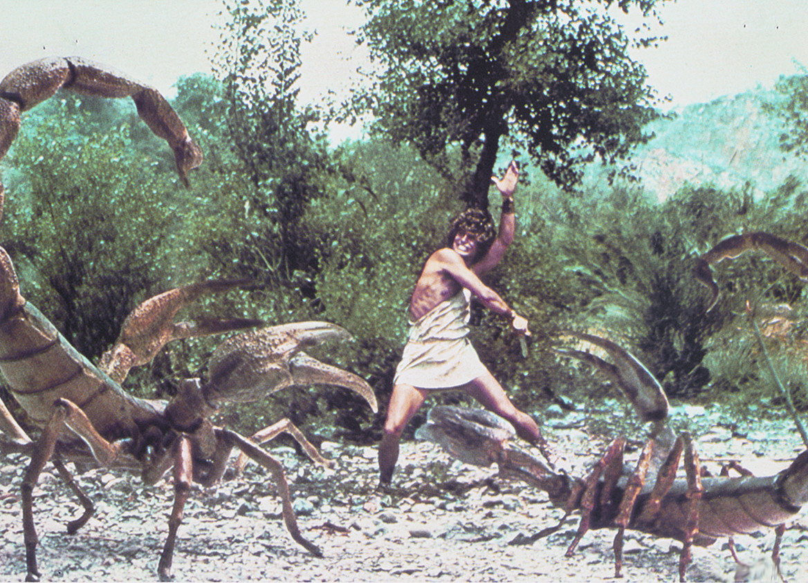 Perseus (Harry Hamlin) battles giant scorpions.