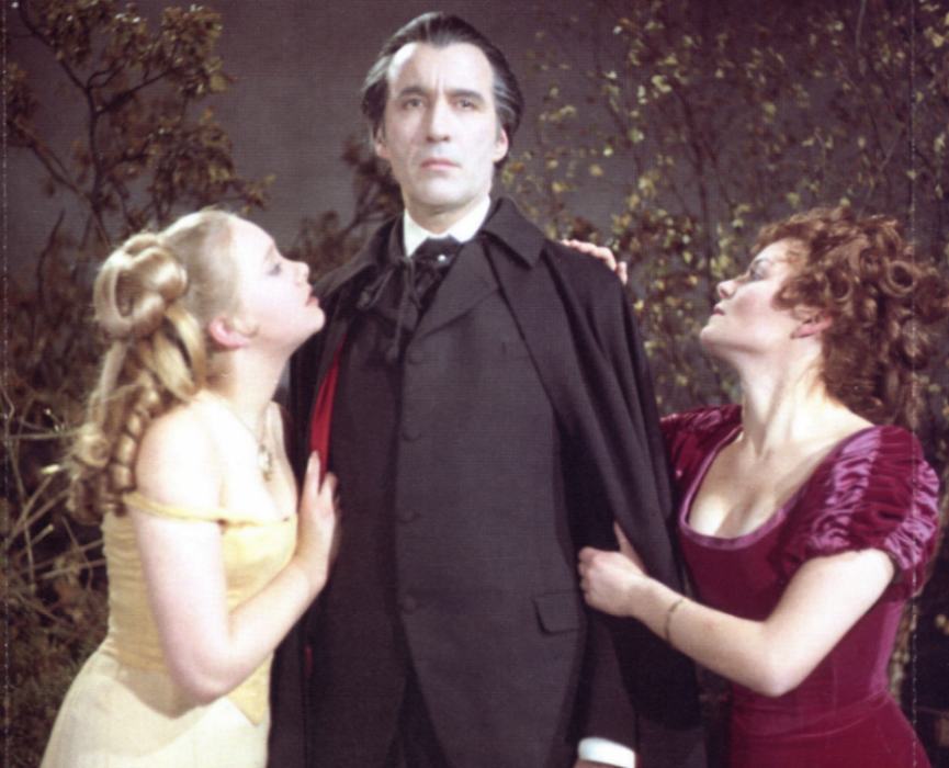 Christopher Lee as Dracula (with Linda Hayden and Isla Blair)