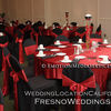 Red and black wedding reception decor